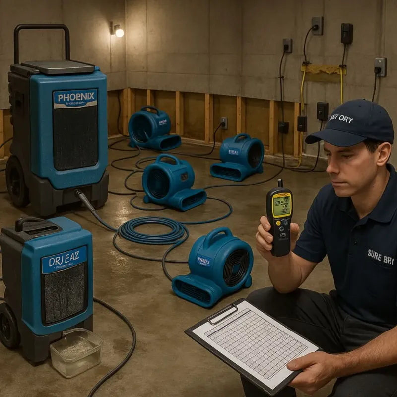 Structural Drying and Dehumidification process in Fish Lake, IN